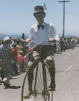 Tony on 4th of July on Penny Farthing-02